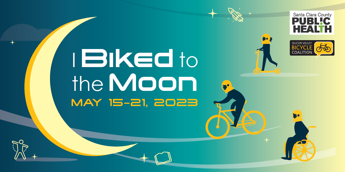 Bike to the Moon Banner with astronauts on bikes