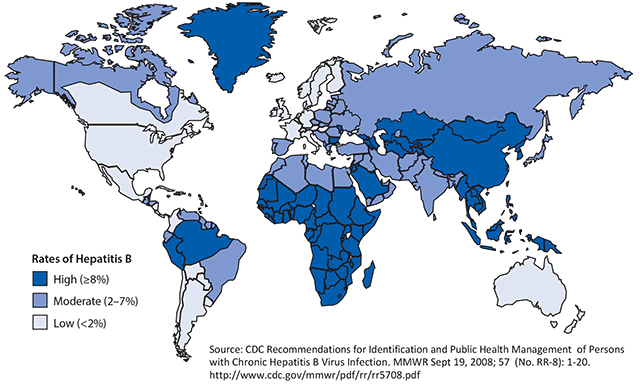 Geographic Distribution of Chronic Hepatitis B Infection Worldwide