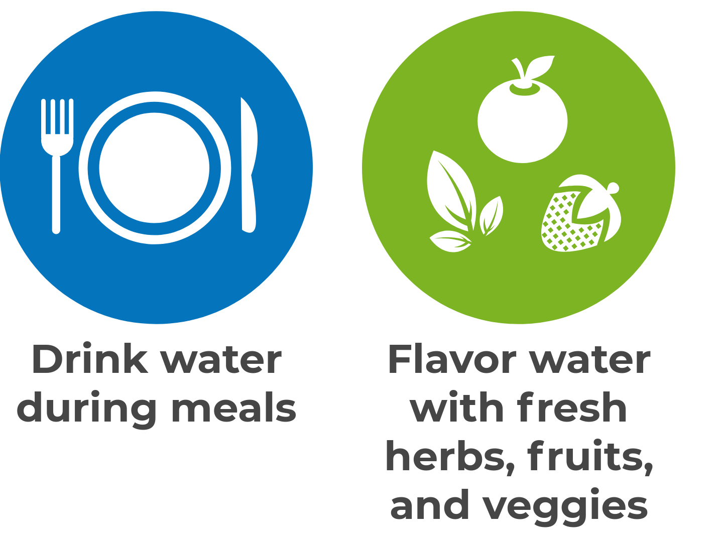 Drink water during meals and flavor water with fresh herbs, fruits, and  veggies