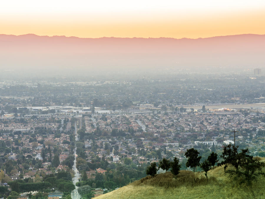 Smog over a Silicon Valley landscape