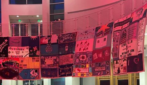 World AIDS Day Quilt Hanging on Display